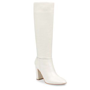 Marc Fisher White Knee-High Block Heel Boots